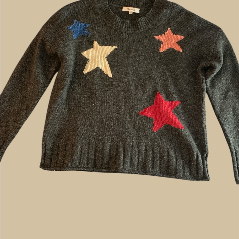 Madewell Charcoal Sweater with Multicolor Stars